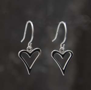 Sterling Silver small open heart earrings